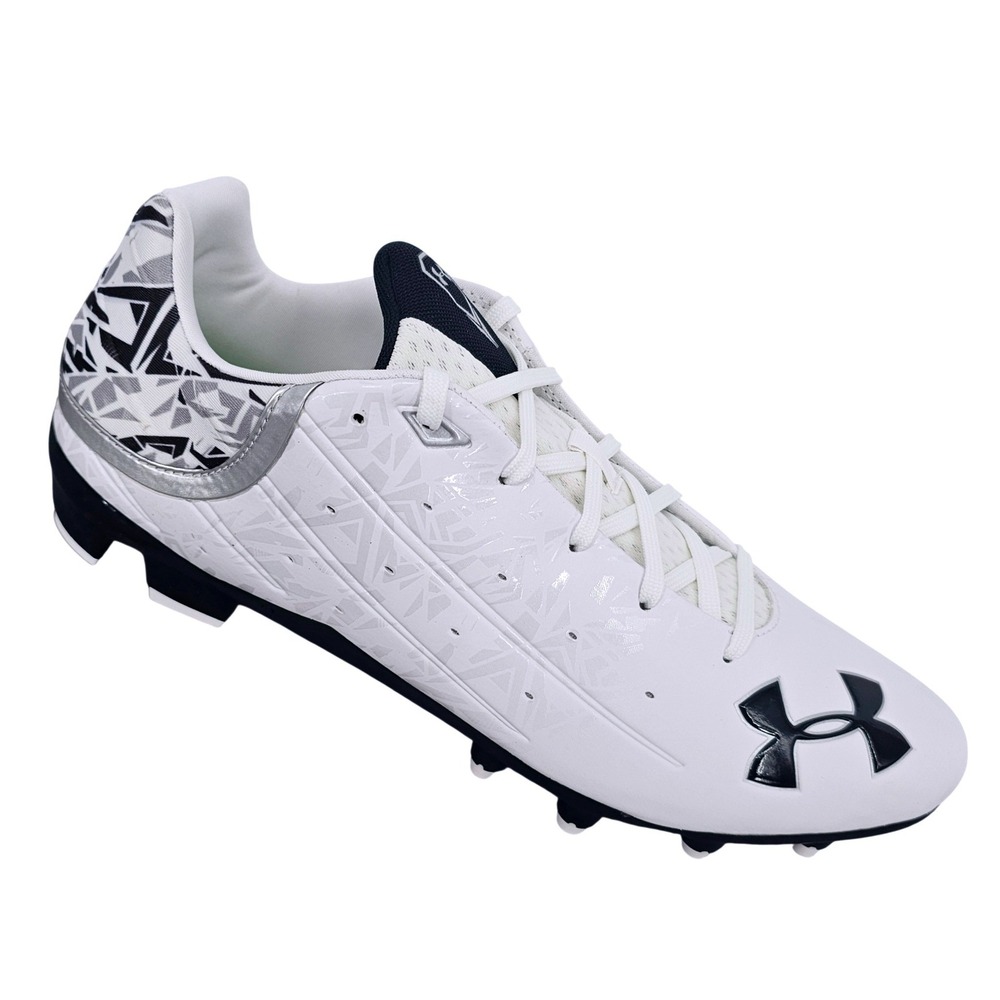 Under Armour Team Banshee Low MC White Black Cleats 1262223-105 Mens 12.5